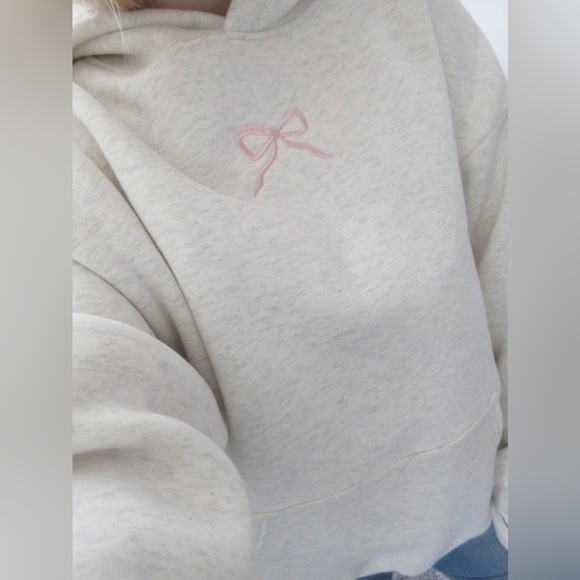 Prisana Bay Embroidered Bow Printed Hoodie with Silk Hood Lining - Picture 1 of 5